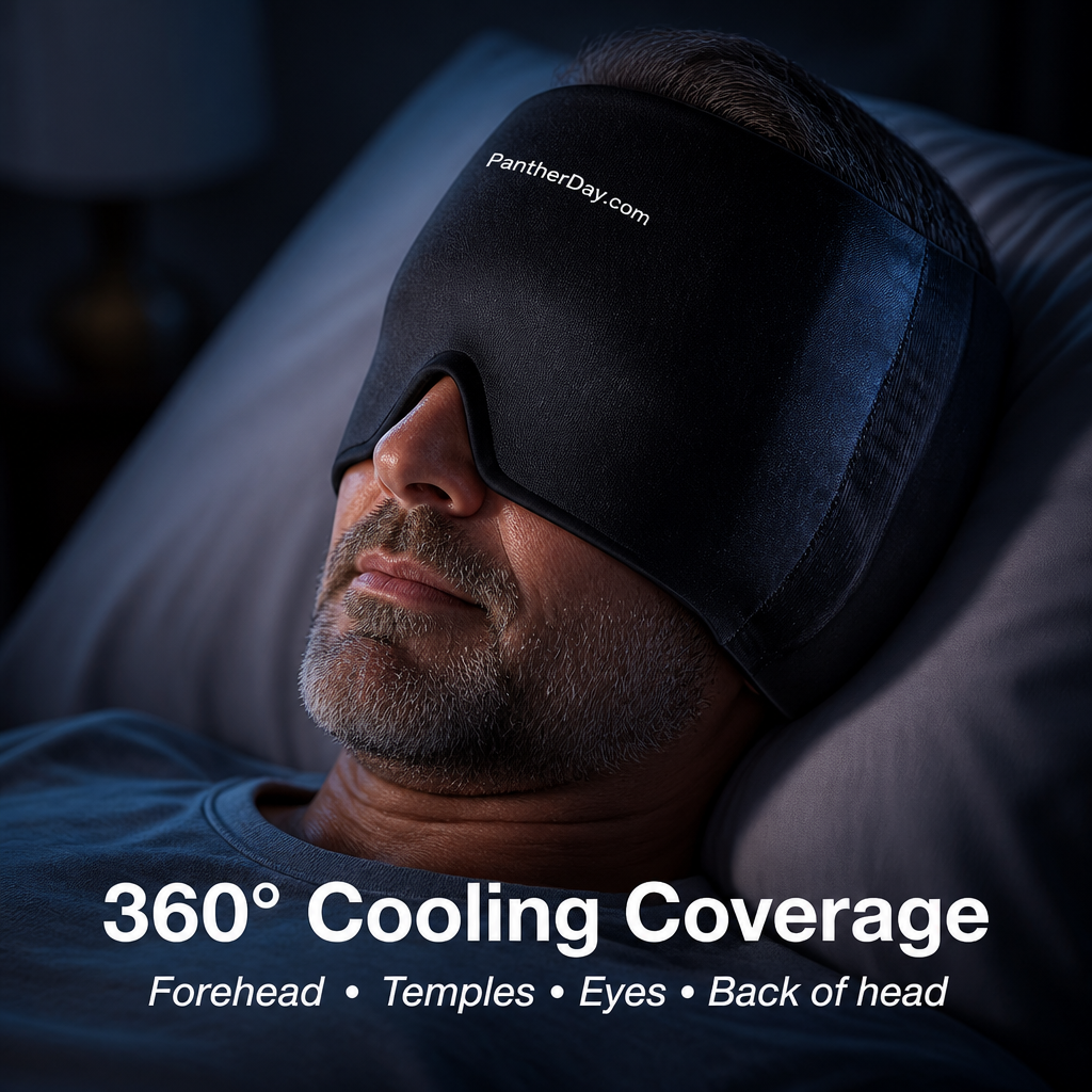 PantherDay Migraine Relief Cap – 360° Cooling Gel Head Wrap (Hot & Cold)