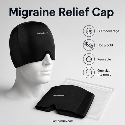 PantherDay Migraine Relief Cap – 360° Cooling Gel Head Wrap (Hot & Cold)